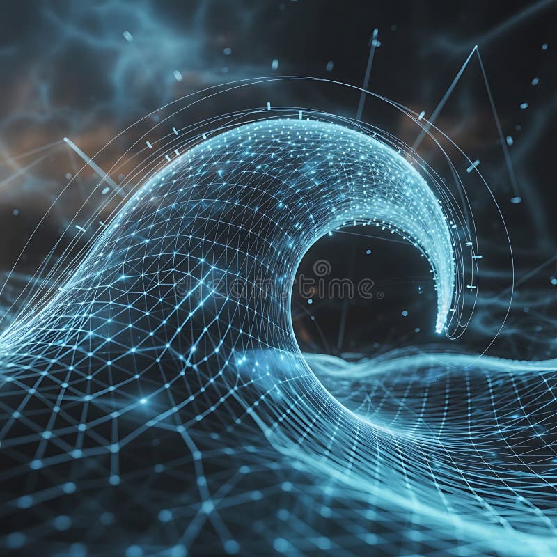 展示互联网络的数字数据抽象波 向量例证