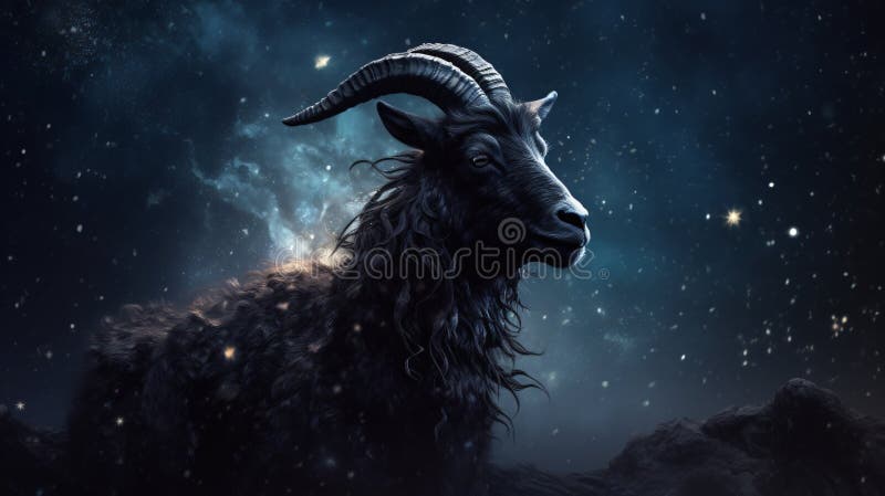山羊星座符号墙纸背景星标羊夜创空 库存例证
