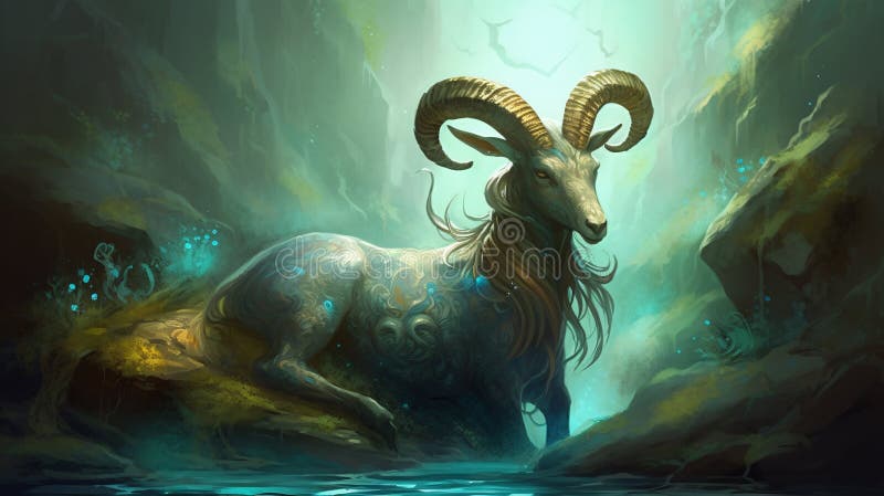 山羊星座符号墙纸背景星标羊夜创空 向量例证
