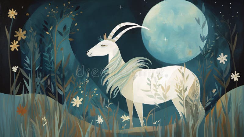 山羊星座符号墙纸背景星标羊夜创空 向量例证