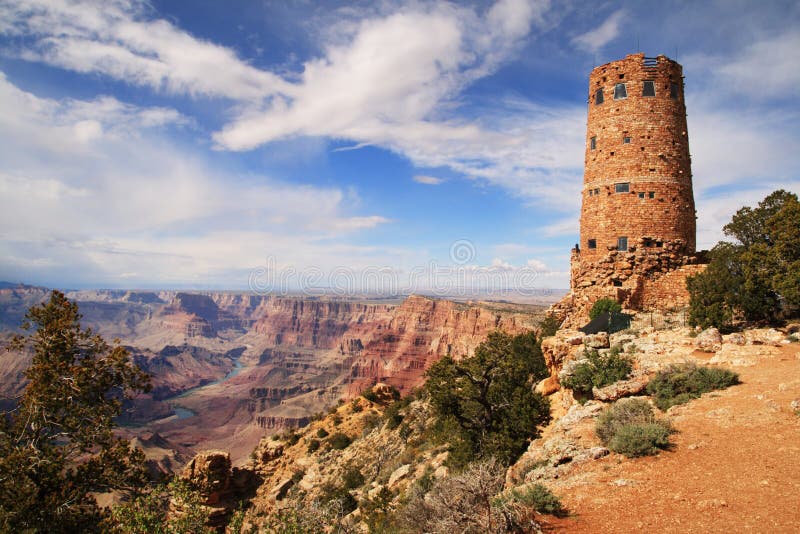 Grand Canyon watchtower at the desert view overlook. Grand Canyon watchtower at the desert view overlook