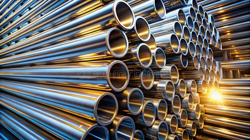 工业场景中醒目的建筑抽象堆金属管 库存例证