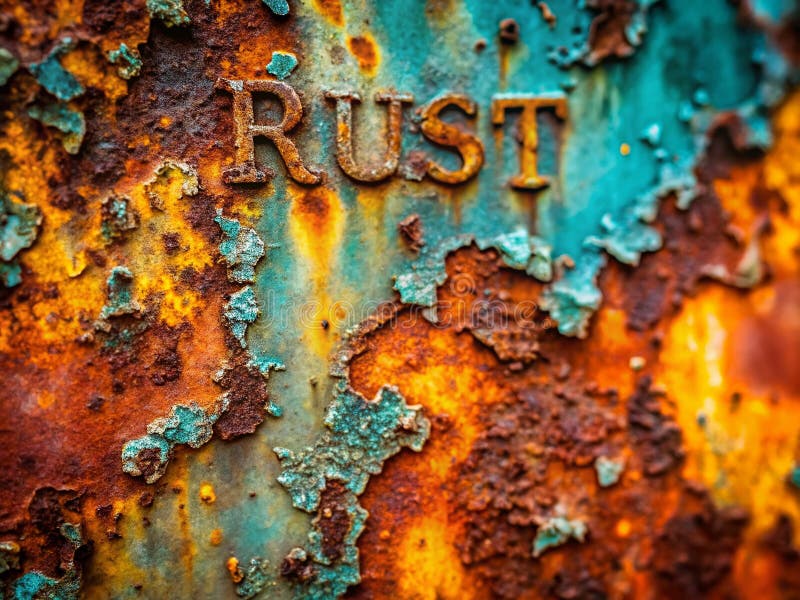 工业金属表面的迷人特写 — 探索锈与帕蒂纳纹理的抽象美 库存例证