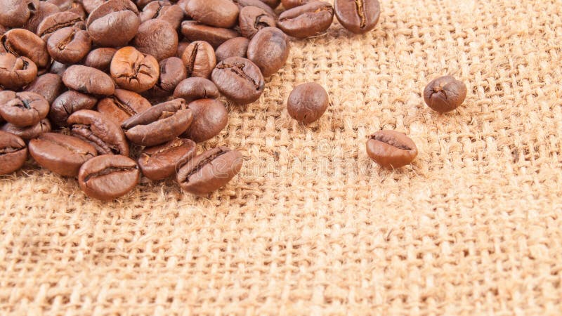 帆布和coffe豆 免版税图库摄影