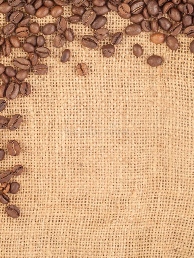 帆布和咖啡豆 库存照片