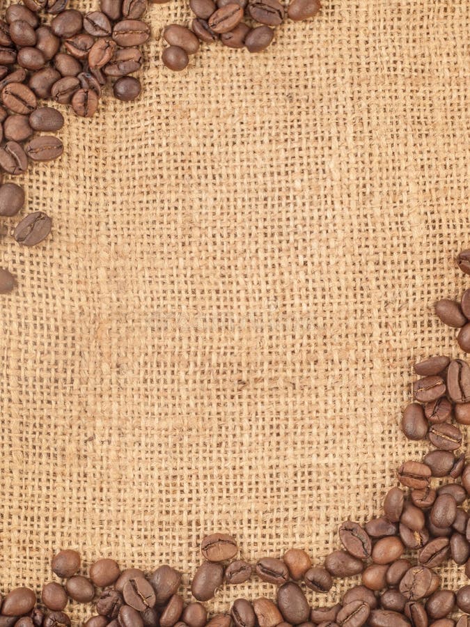 帆布和咖啡豆 图库摄影