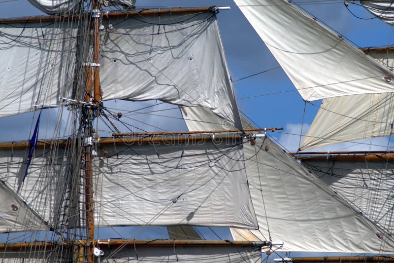 Old sailing ship with tall rigs and masts. Old sailing ship with tall rigs and masts.