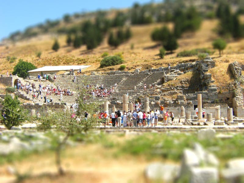 希腊圆形剧场掀动转移 库存图片