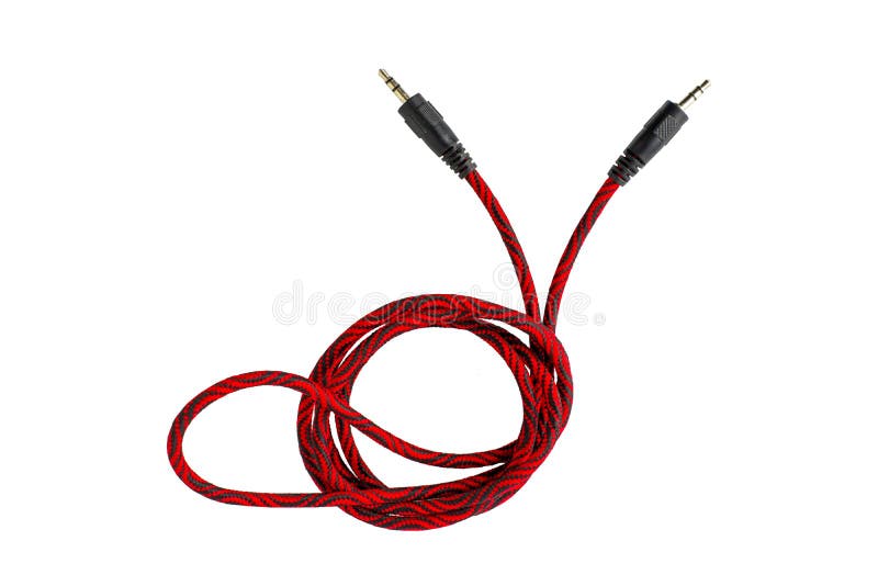 Wire with 3.5mm plug. Cable on a white background. Audio extension cable,isolated. Wire with 3.5mm plug. Cable on a white background. Audio extension cable,isolated.