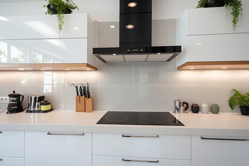 Generative AI : New modern kitchen with stainless steel appliances business concept. Generative AI : New modern kitchen with stainless steel appliances business concept.