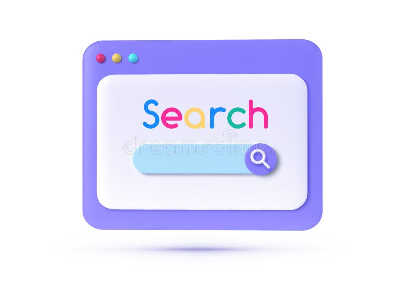 带有搜索3d的图标，用于网站设计. 搜索条设计元素. Web Ui设计. 矢量图隔离 库存例证