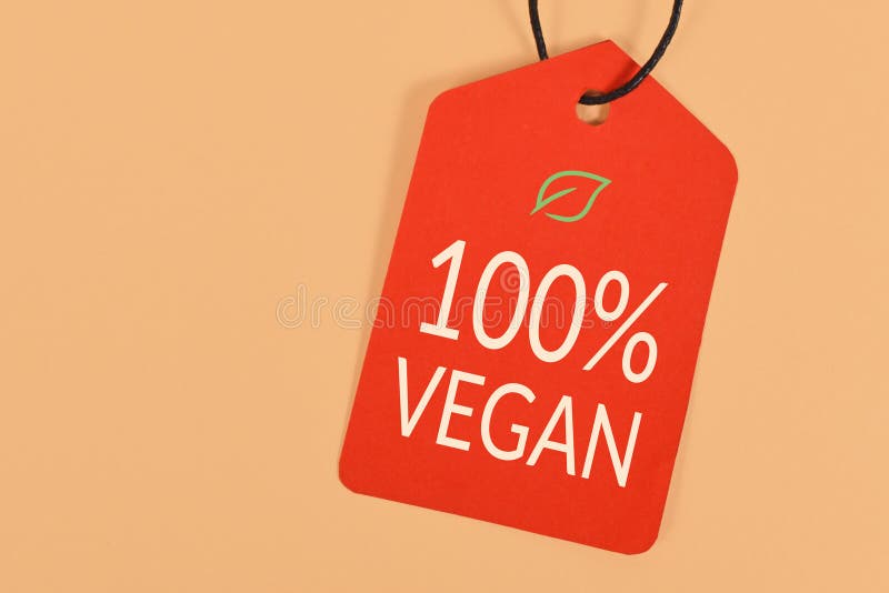 Red label with text 100% Vegan. Red label with text 100% Vegan