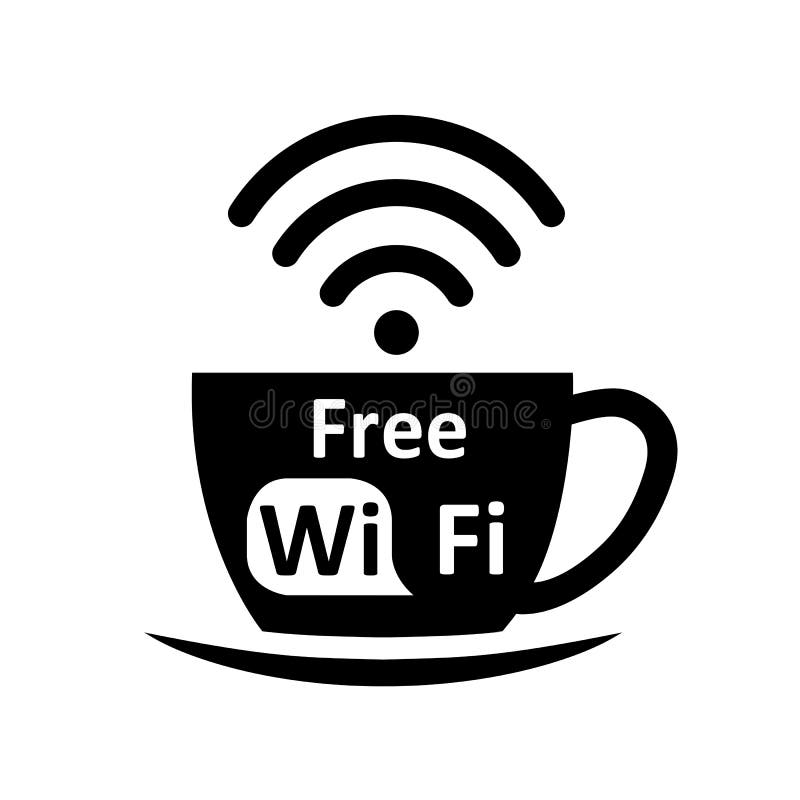 带杯子图标的免费WiFi徽标 — 矢量