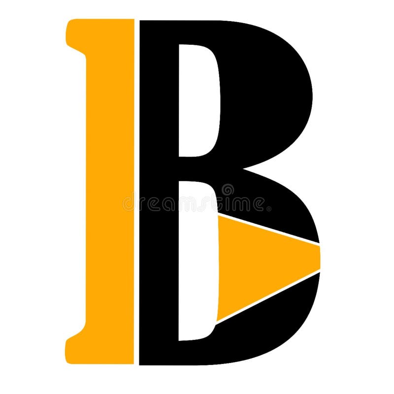 带黄色和黑色方案的现代字母B徽标 库存例证