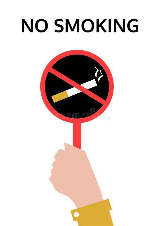 平的设计用手拿着禁烟标志,传染媒介 皇族释放例证