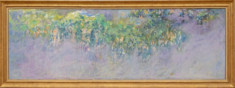 Wisteria 1919 paint by French painter Claude Monet. Impressionist paint, oil on canvas. Work of art, impressionism, twentieth century. Collection Museum Marmottan Paris. Wisteria 1919 paint by French painter Claude Monet. Impressionist paint, oil on canvas. Work of art, impressionism, twentieth century. Collection Museum Marmottan Paris