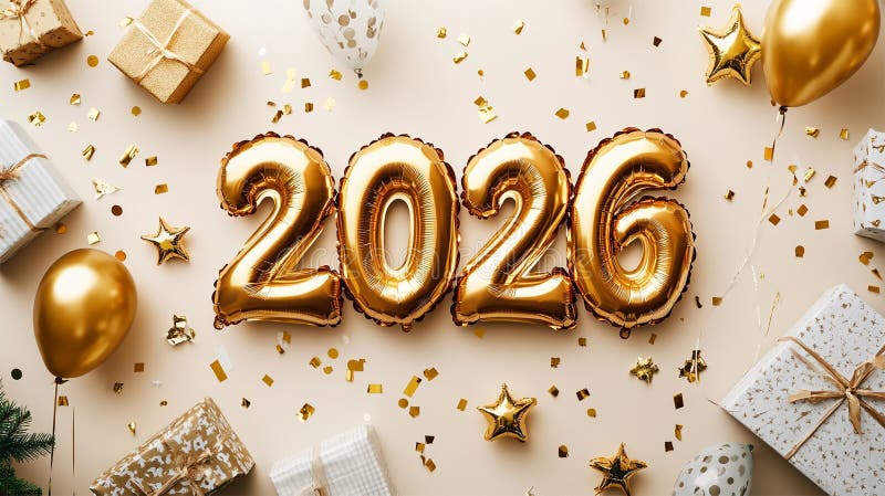 2026年圣诞快乐，烟花绽放，礼盒闪耀 向量例证