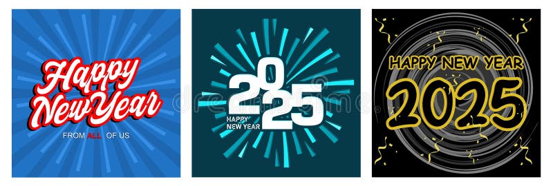 2025年新年图形设计，文字风格和背景生动 向量例证