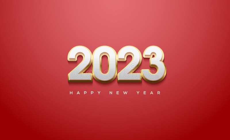 2023年新年快乐，带有豪华白金色 向量例证