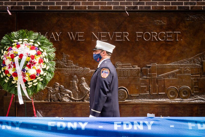 Memorials for victims of the 9/11 terror attacks on the 2020 anniversary of the attacks. Memorials for victims of the 9/11 terror attacks on the 2020 anniversary of the attacks