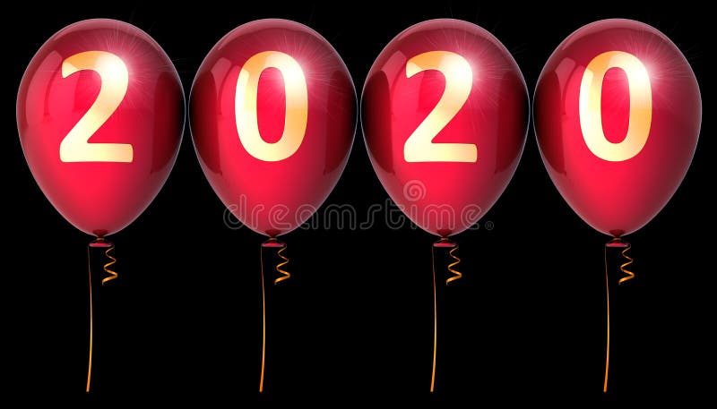 2020年除夕党派气球20周年红金 皇族释放例证 2020年除夕党派气球20周年红金 皇族释放例证
