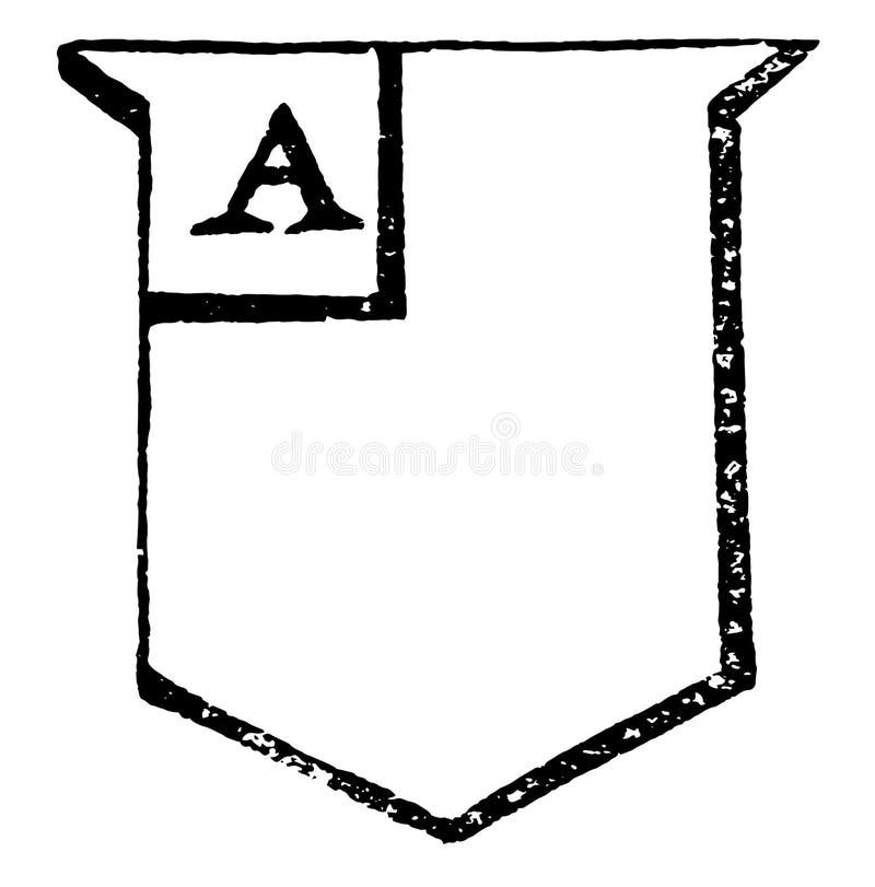 Canton Ordinary is a square part of the escutcheon, vintage line drawing or engraving illustration. Canton Ordinary is a square part of the escutcheon, vintage line drawing or engraving illustration