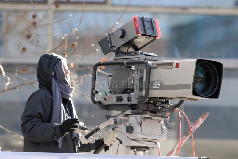 A broadcast camera in an open air stuation. A broadcast camera in an open air stuation