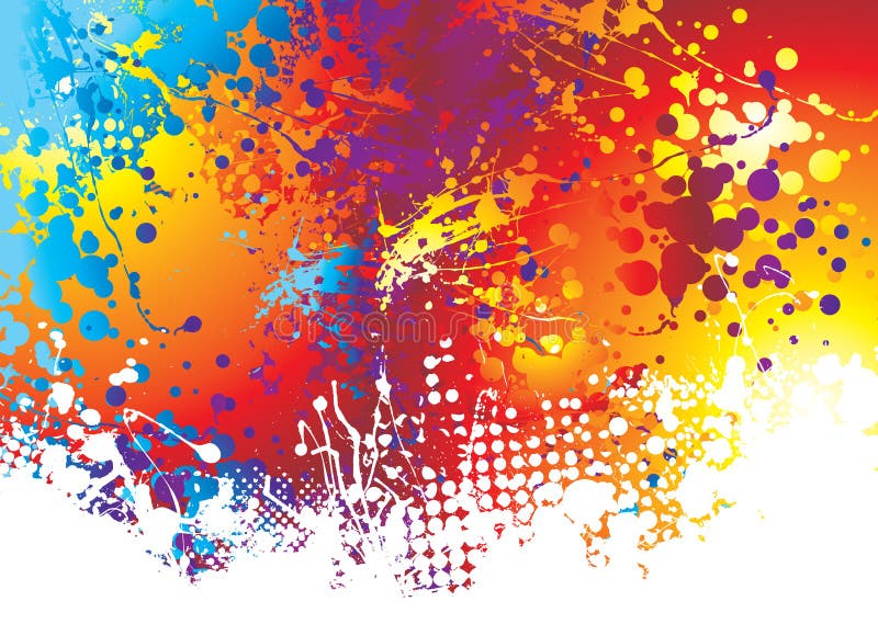 Rainbow background with ink splat effect with white paint. Rainbow background with ink splat effect with white paint