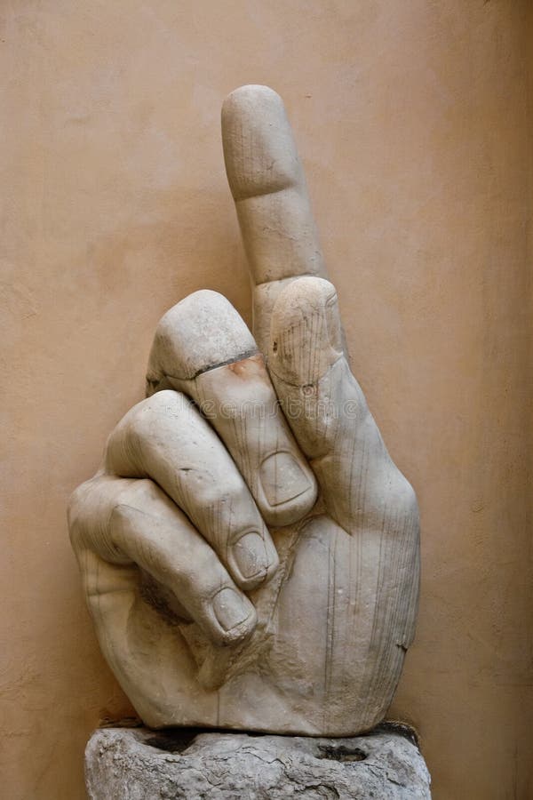 The hand of the colossal Constantine statue from ancient Rome, nowadays kept in the Capitoline museums. The hand of the colossal Constantine statue from ancient Rome, nowadays kept in the Capitoline museums.