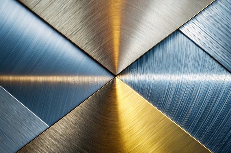 引人注目的抽象金属背景，以复杂的纹理钢和几何形状为特色，带来现代设计灵感 库存例证