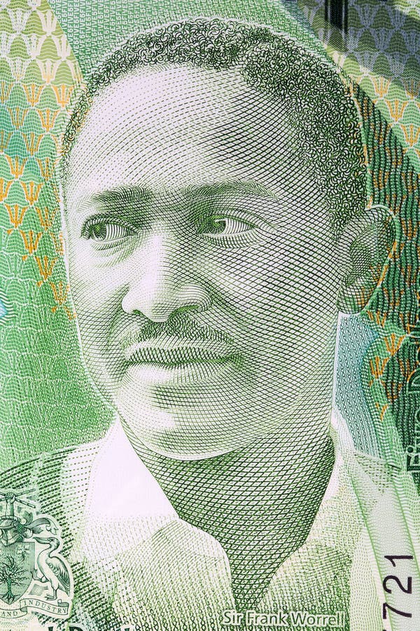 弗兰克·沃雷尔从巴巴迪货币中获得的肖像 免版税库存照片