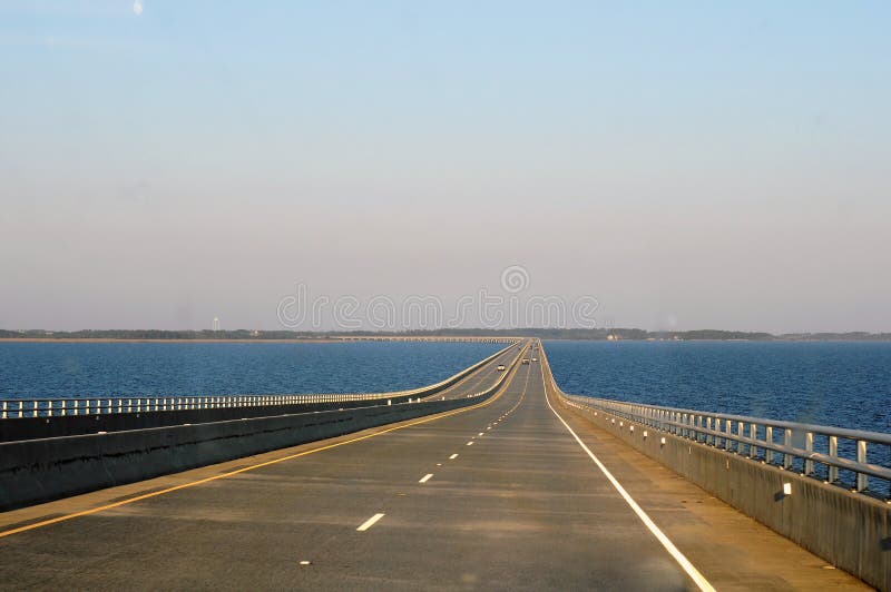 Virginia Dare Memorial Bridge, at more than five miles long, spans the Croatan Sound, North Carolina. Virginia Dare Memorial Bridge, at more than five miles long, spans the Croatan Sound, North Carolina.