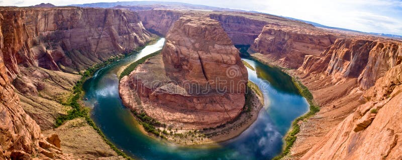 A panoramic Composition from multiple images of the horseshoe bend in the colorado river near the north rim of the grand canyon. A panoramic Composition from multiple images of the horseshoe bend in the colorado river near the north rim of the grand canyon