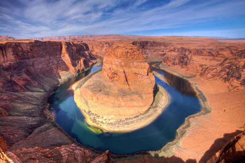 A panoramic Composition from multiple images of the horseshoe bend in the colorado river near the north rim of the grand canyon. A panoramic Composition from multiple images of the horseshoe bend in the colorado river near the north rim of the grand canyon