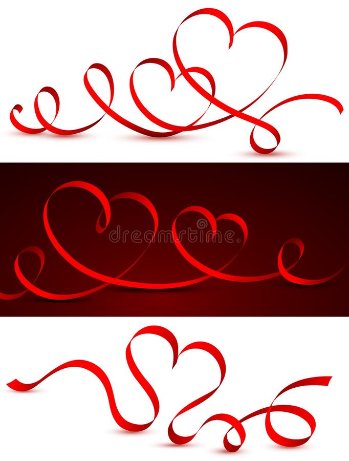 Red tape in the form of hearts. Vector illustration. Red tape in the form of hearts. Vector illustration