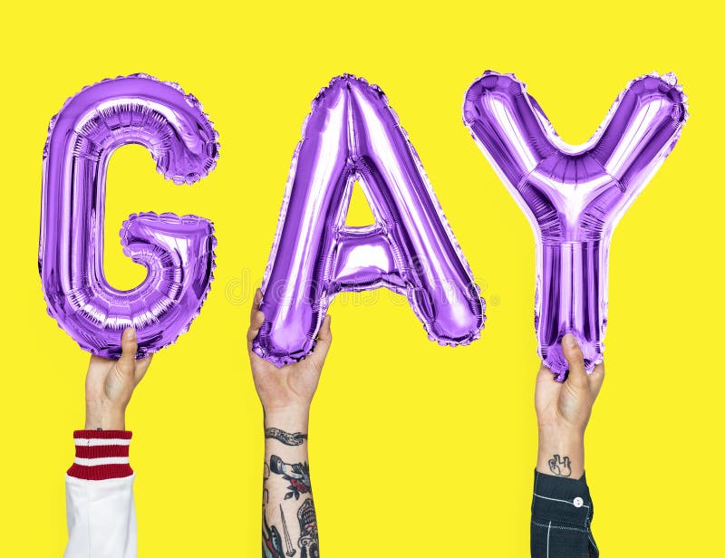 形成词同性恋者的紫色字母表气球