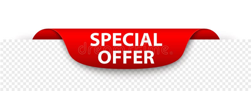 红色横幅，带有“特别优惠”字样。逼真，带阴影。EPS10 - 矢量素材 库存例证