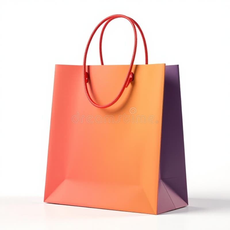 彩纸购物袋，带条手，令人惊艳的高品质产品摄影，适合零售电子商务 向量例证