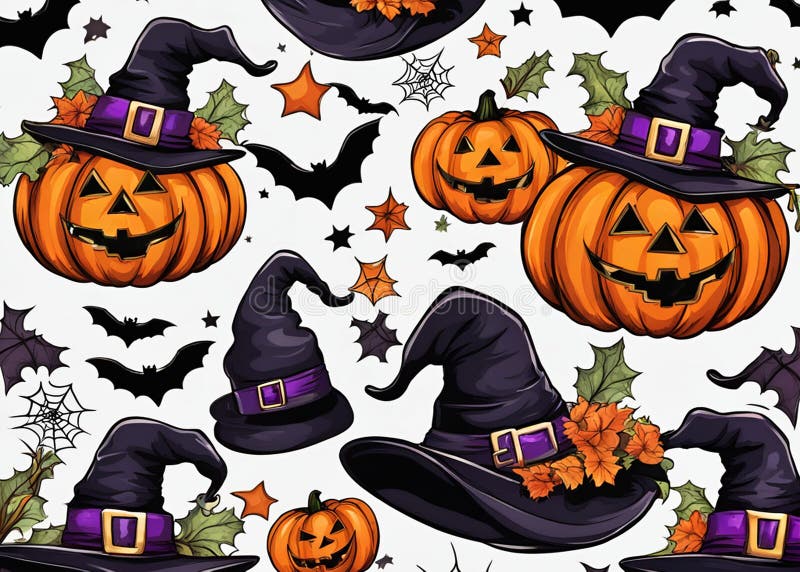 Ai generated a Halloween composition with pumpkins, bats, and broomsticks. Ai generated a Halloween composition with pumpkins, bats, and broomsticks