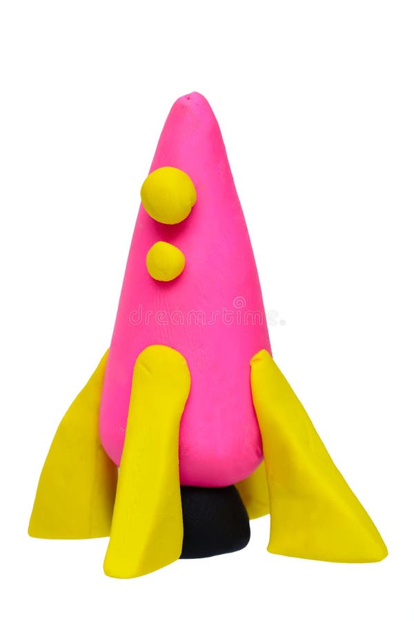 Plasticine clay rocket on white background. Plasticine clay rocket on white background