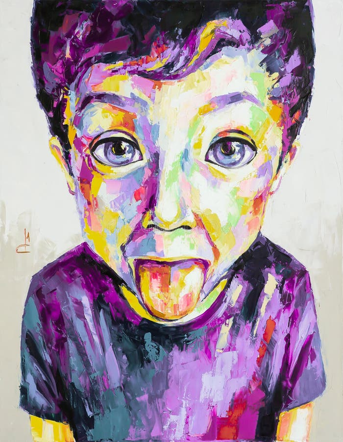 抽象画 女性肖像画 油彩 彩色油画肖像画. 漂亮女孩的抽象画. 油画概念特写库存照片. 图片包括有