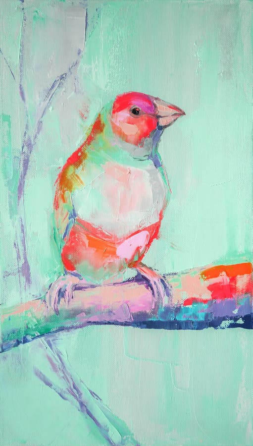 彩色油画鸟画. 鸟的概念抽象画. 油画的特写库存例证. 插画包括有通配