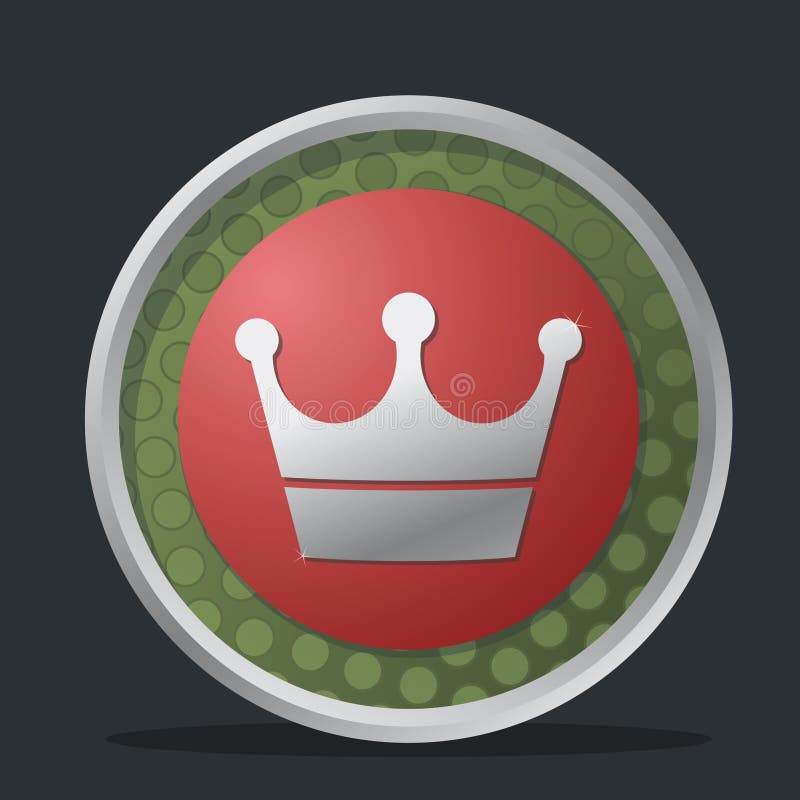 Crown dark badge with reds and greens colors. Crown dark badge with reds and greens colors