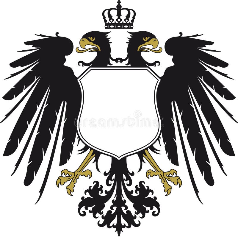 A coat of arms with an escutcheon on a double-headed eagle. A coat of arms with an escutcheon on a double-headed eagle.