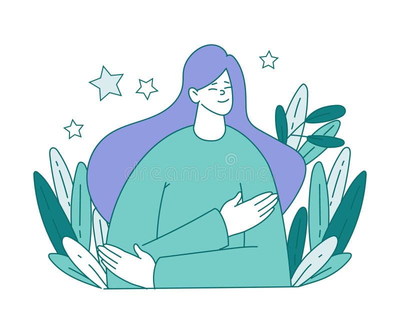 心理健康与女性品德幸福感的和谐向量图 向量例证