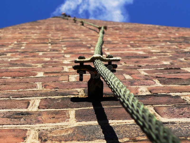 View up along metal chain, very steep climb. View up along metal chain, very steep climb