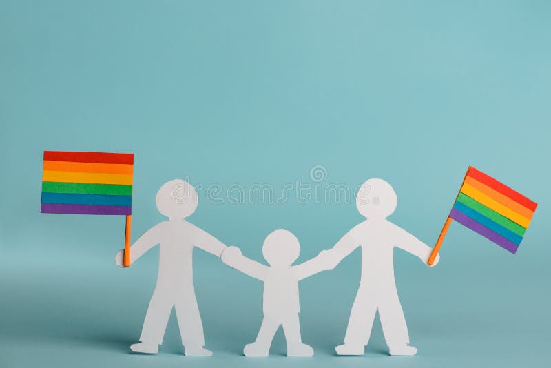 快乐家庭庆祝LGBT自豪感 免版税库存照片
