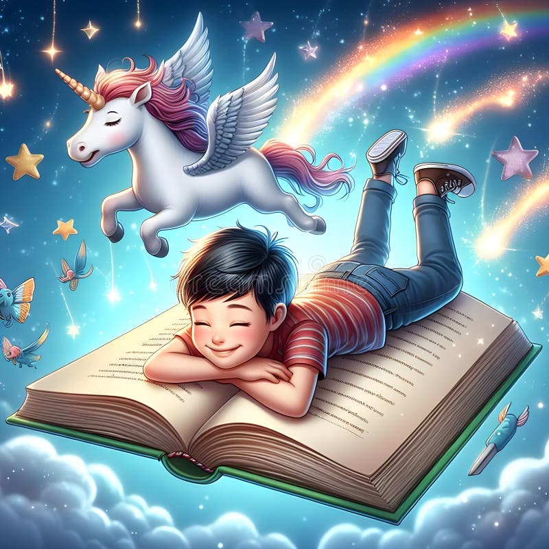 快乐的儿童快乐幻想书《星云独角兽》插图 向量例证