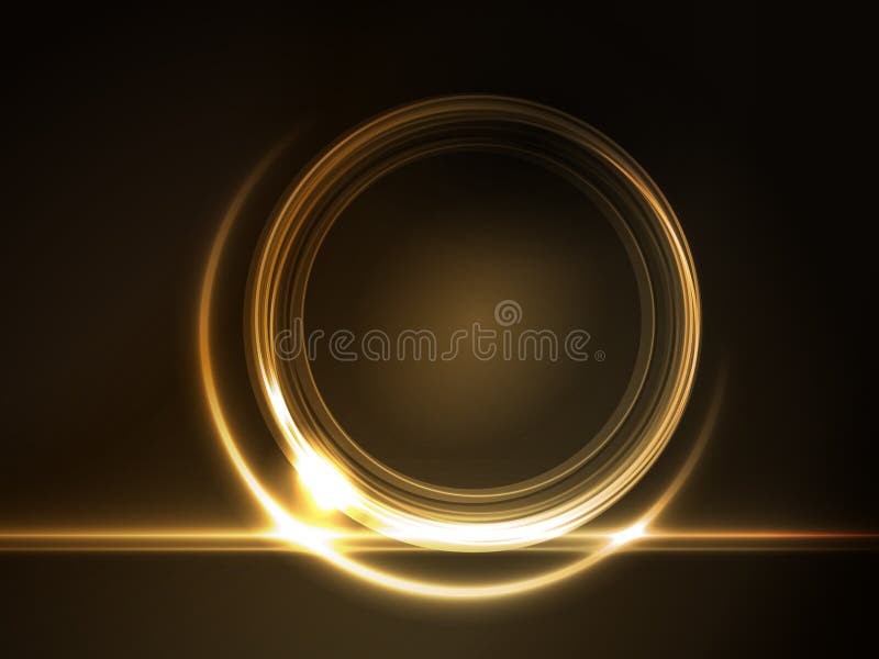 Golden light effects on round placeholder for your text on dark brown background. Golden light effects on round placeholder for your text on dark brown background.