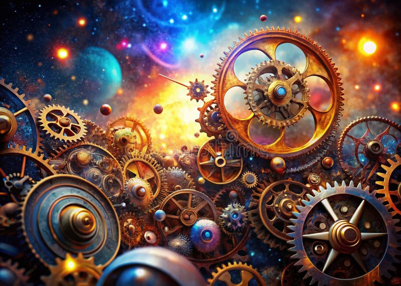 惊艳的超现实齿轮背景探索精密钟表机构奇幻的齿轮和抽象工业 向量例证